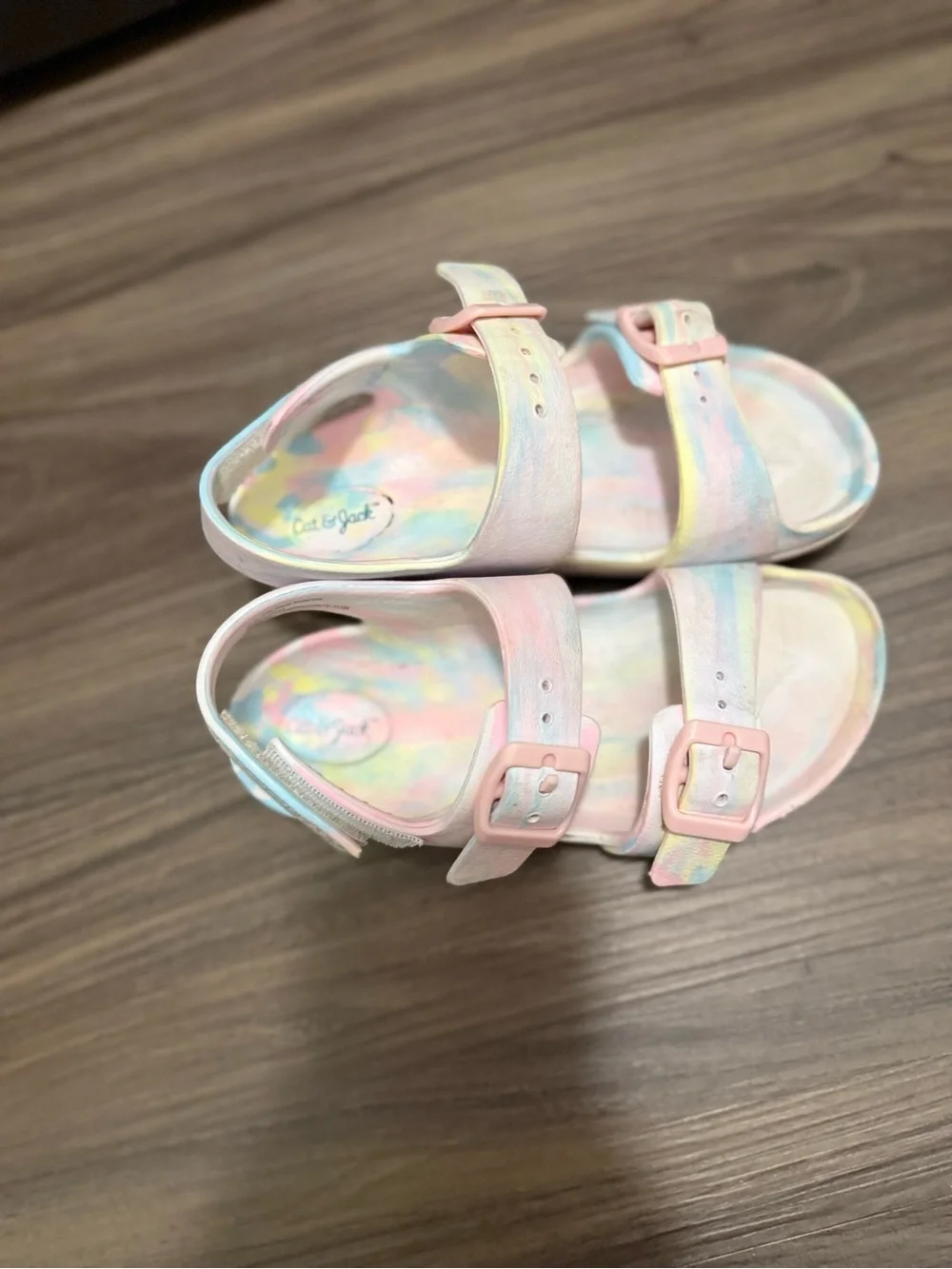 Cat & Jack Pastel Tie-Dye Pink Buckle Sandals size 11C